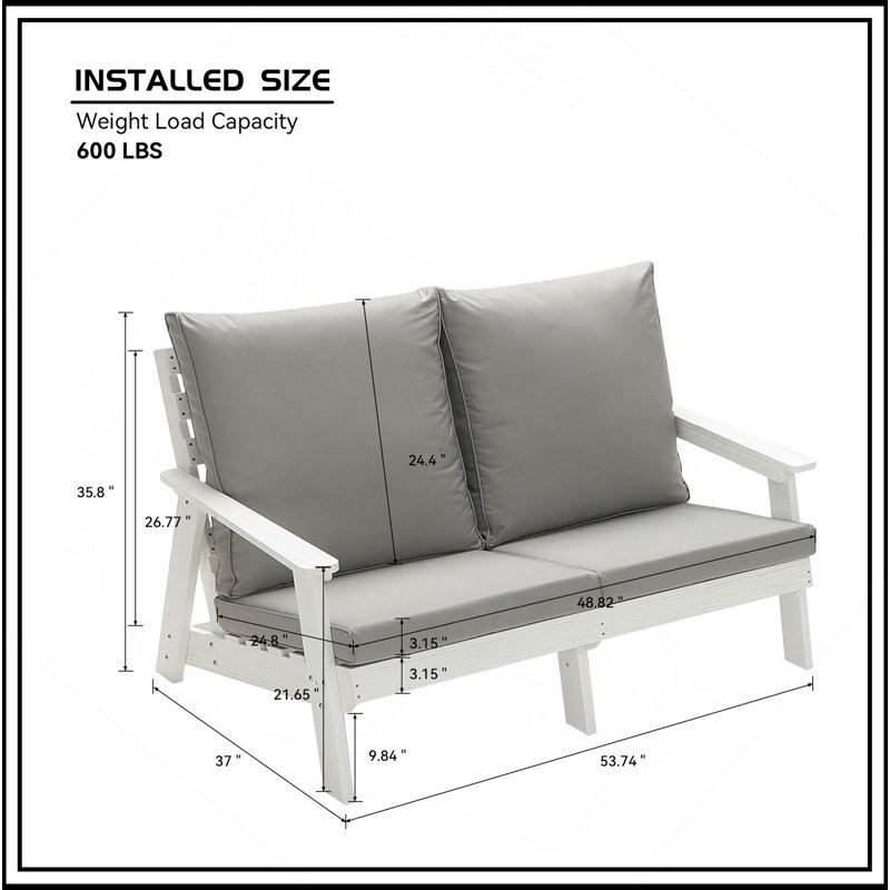 Causeuse d'extérieur élégante et confortable avec finition grain de bois, parfaite pour une utilisation toutes saisons et une élégante assise de jardin.