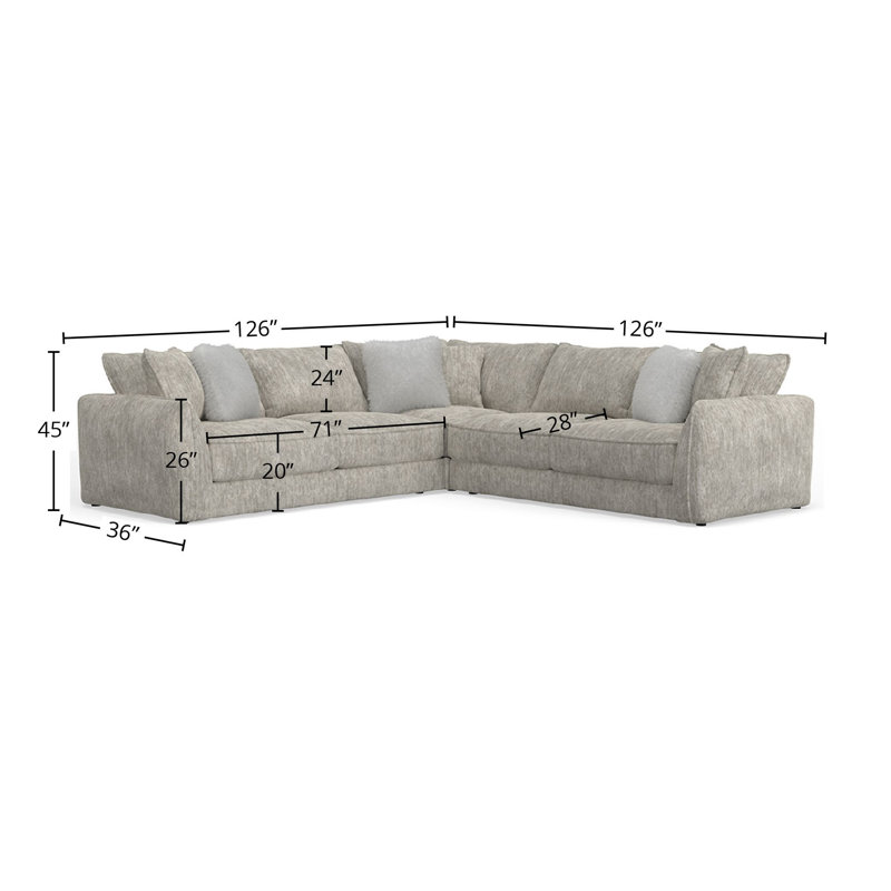 Russella 3-Piece Fabric Sectional, Parchment