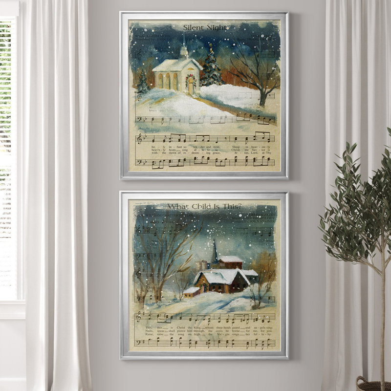 Silent Night - ensemble de 2 reproductions d'impressions, Pas de tapis, H 34,5 po x l 69 po x P 1,5 po