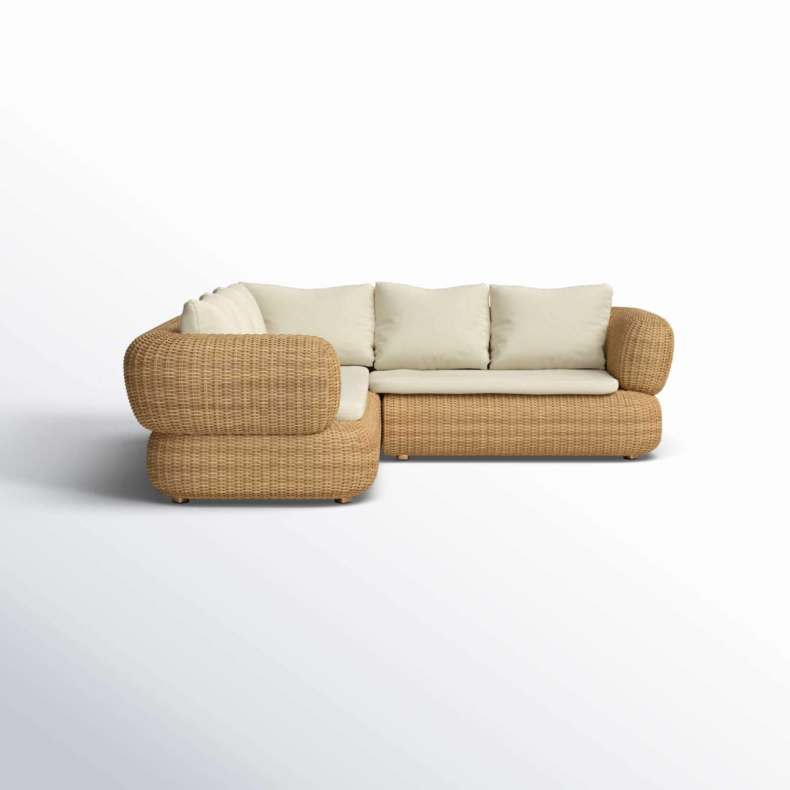 99'' Wide L-Shaped Wicker Patio Sectional with Cushions