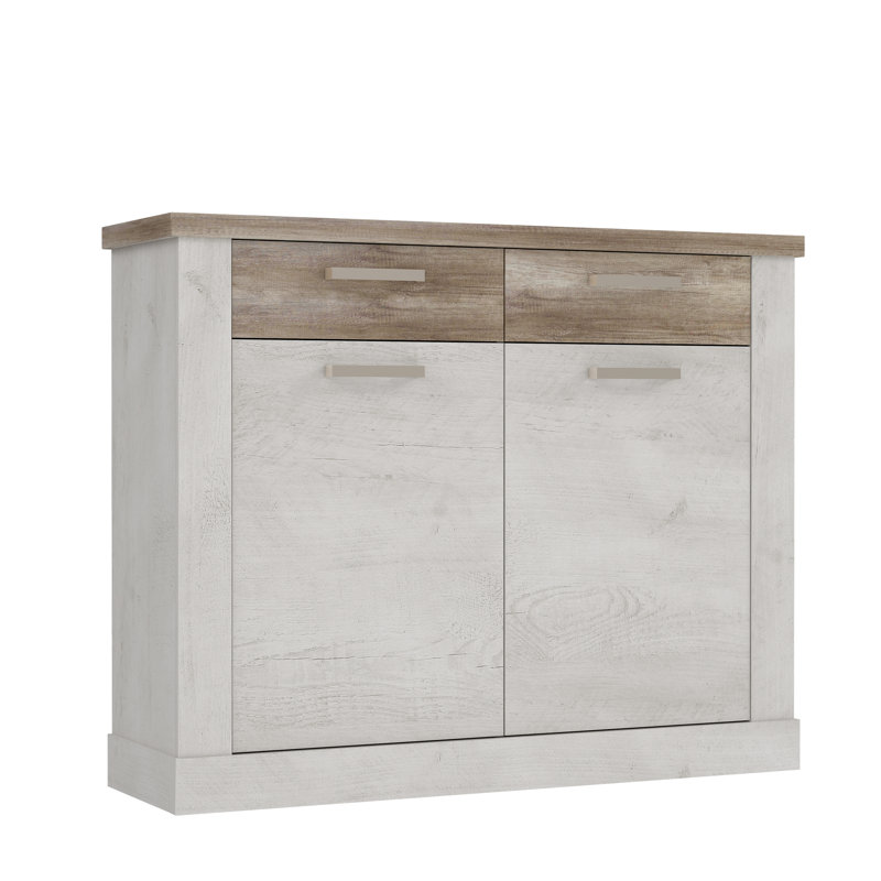 Nuzzo 12 Pair Shoe Storage Cabinet, White/Oak Antique