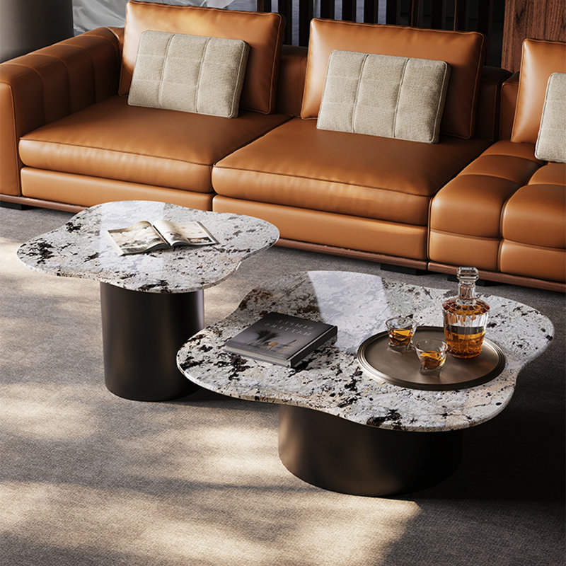 Ensemble de tables basses Cloud Marble, Blanc