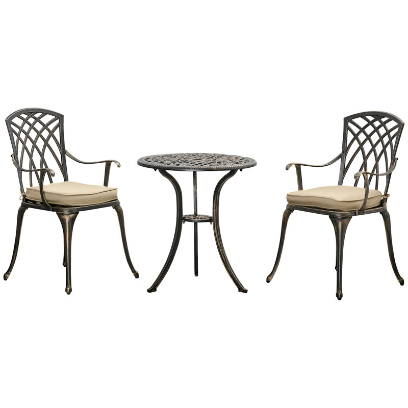 Markley 2 - Person Patio Dining Set with Round Table , Cushions Included