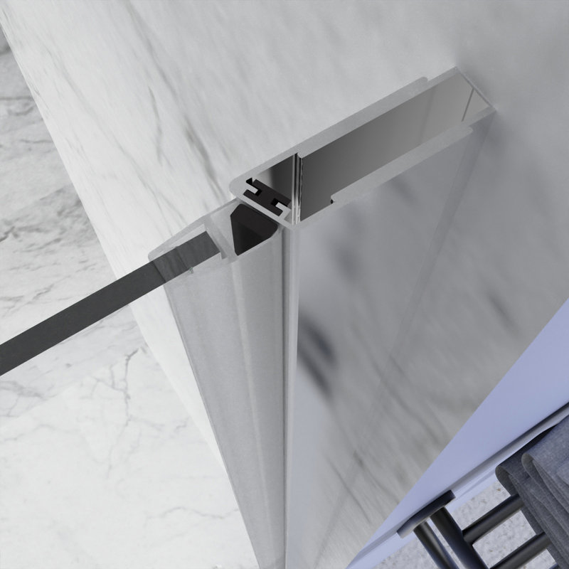 Porte de douche à pivot demi-cadre l 32 à 33 3/8 po x H 72 po, Chrome