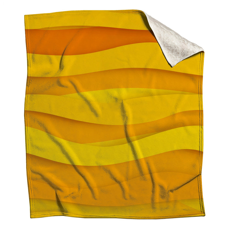 Waves Fleece Throw Blanket - Abstract Throws for Sofas or Beds, 50in W x 60in H