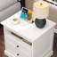Table de chevet avec tiroir caché, table de chevet, table de bout avec espace de rangement caché, table de chevet avec tablette ouverte, commode 2 tiroirs pour chambre à coucher, salon, placard (blanc)-1545426425