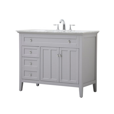 Ain 42'' Single Bathroom Vanity with Marble Top