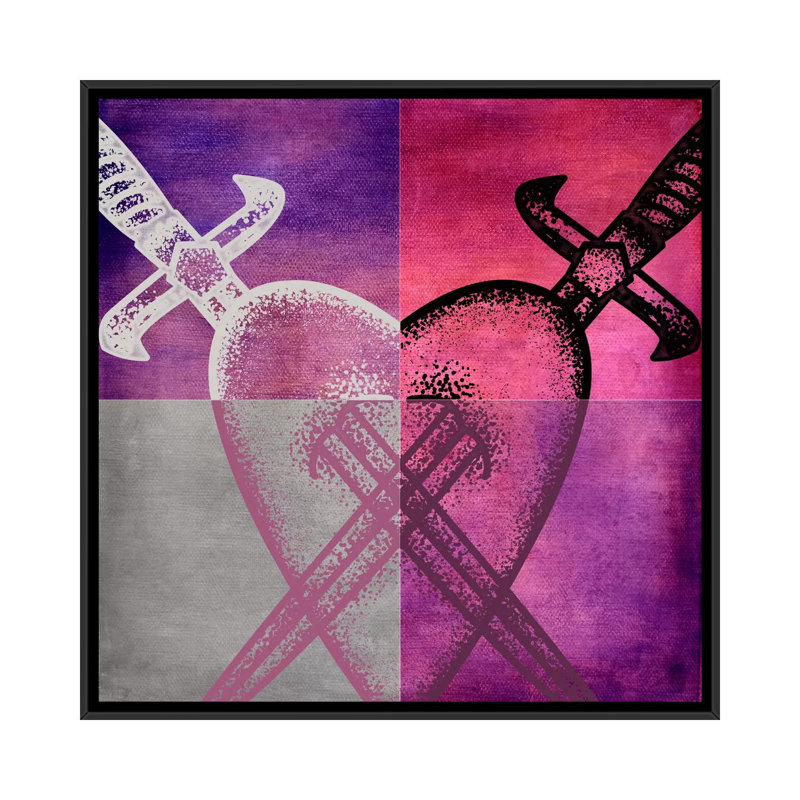 «Stabbed in the Heart I», impression sur toile tendue, H 26 po x l 26 po x P 1,5 po, Toile avec cadre noir, Pas de tapis