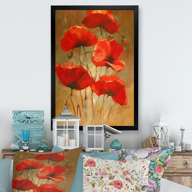 Coquelicots rouges Salm III, Cadre photo noir, H 20 po x l 12 po x P 1 po