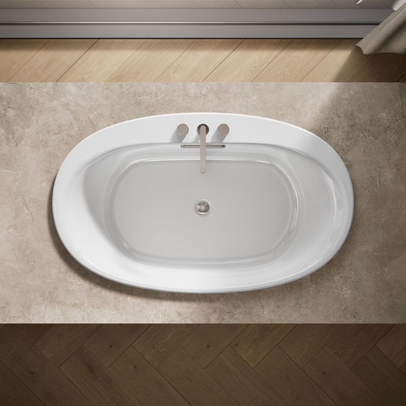 Underscore® 60" x 36" Drop-in Soaking Acrylic Bathtub, White