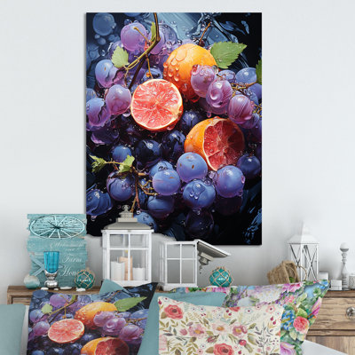 Ballet Blueberry Fruit Serenade I - Fruits Metal Wall Art