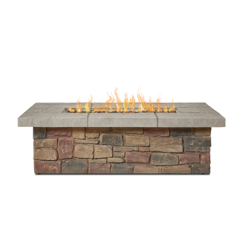 SEDONA Rectangle Concrete Propane or Natural Gas Fire Pit Table by Real Flame, 14.25" H x 52.25" W x 31.25" D