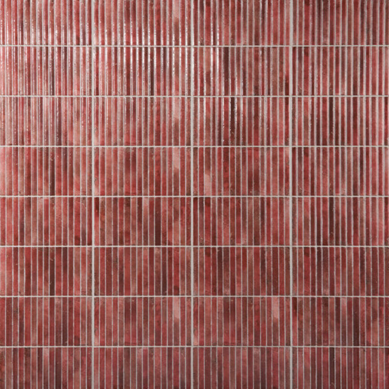 Curve Fluted 6X12 3D Glossy Ceramic Tile, Red