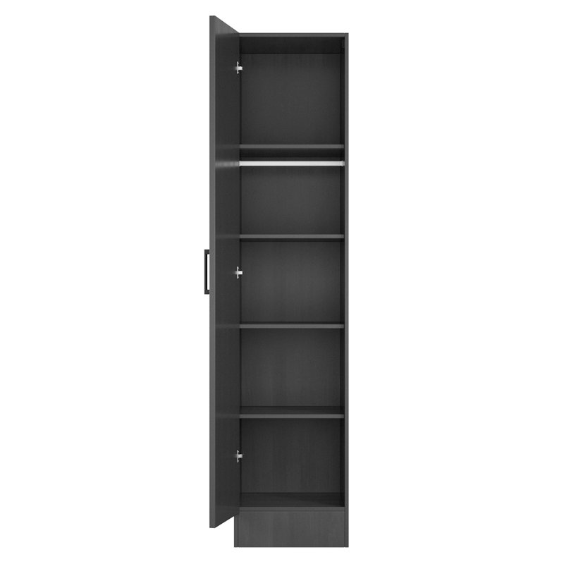 Grande armoire peu encombrante avec tablettes et tringle, Noir