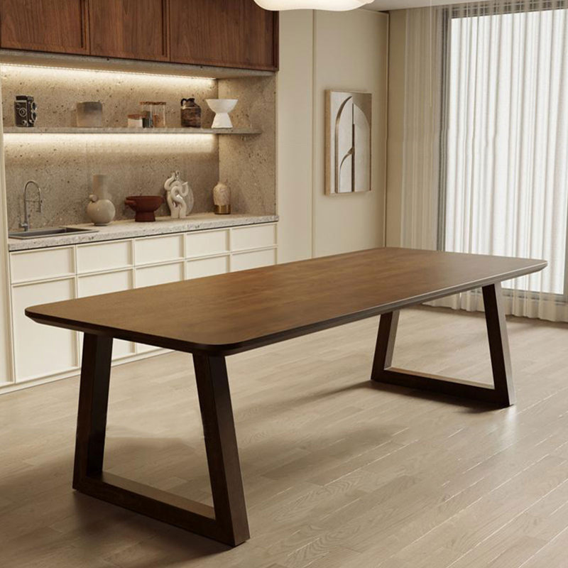 Nut-brown Rectangular Solid Wood Dining Table, 29.53"H x 86.61"L x 35.43"W