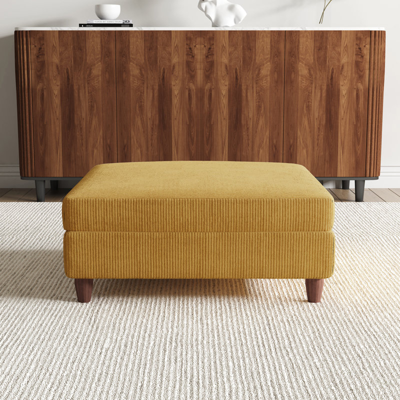 Mordecai 97Cm Wide Square Footstool Ottoman, Orange