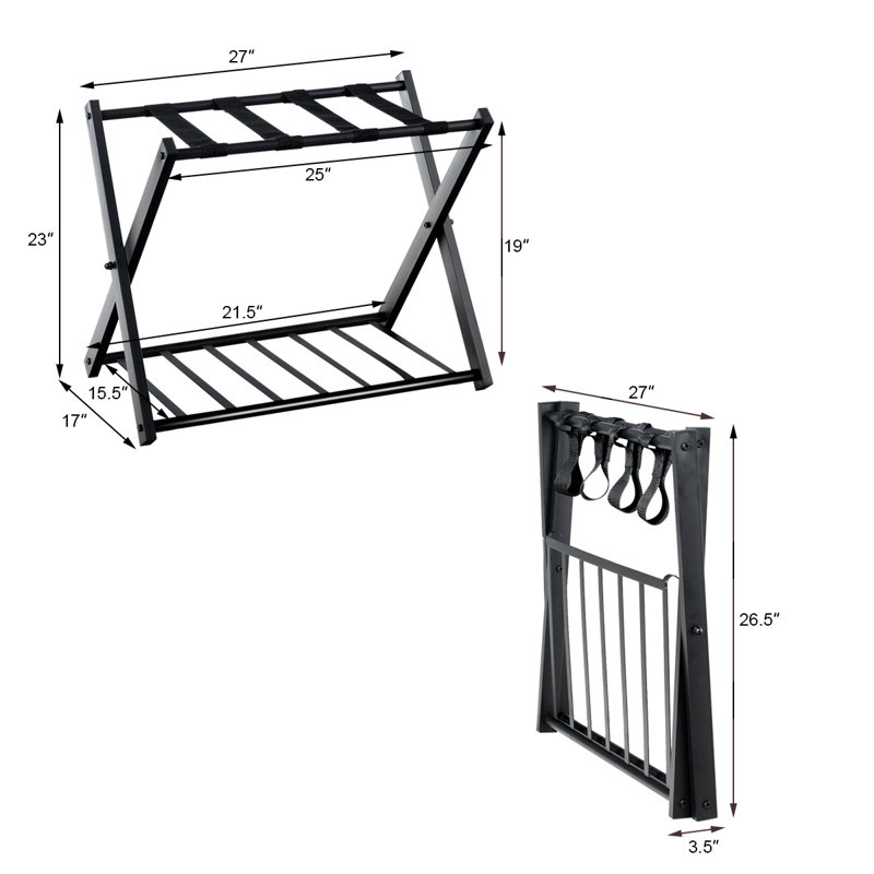 Folding Luggage Rack with Shelf Travel Suitcase