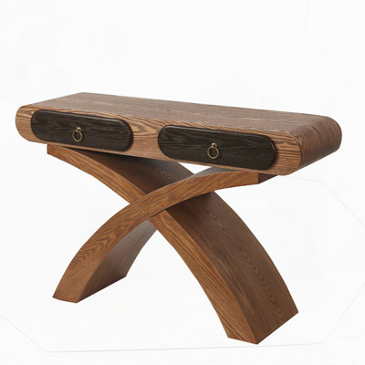 Ashwood Veneered Console Table with X-Shaped Legs and Easy Assembly
