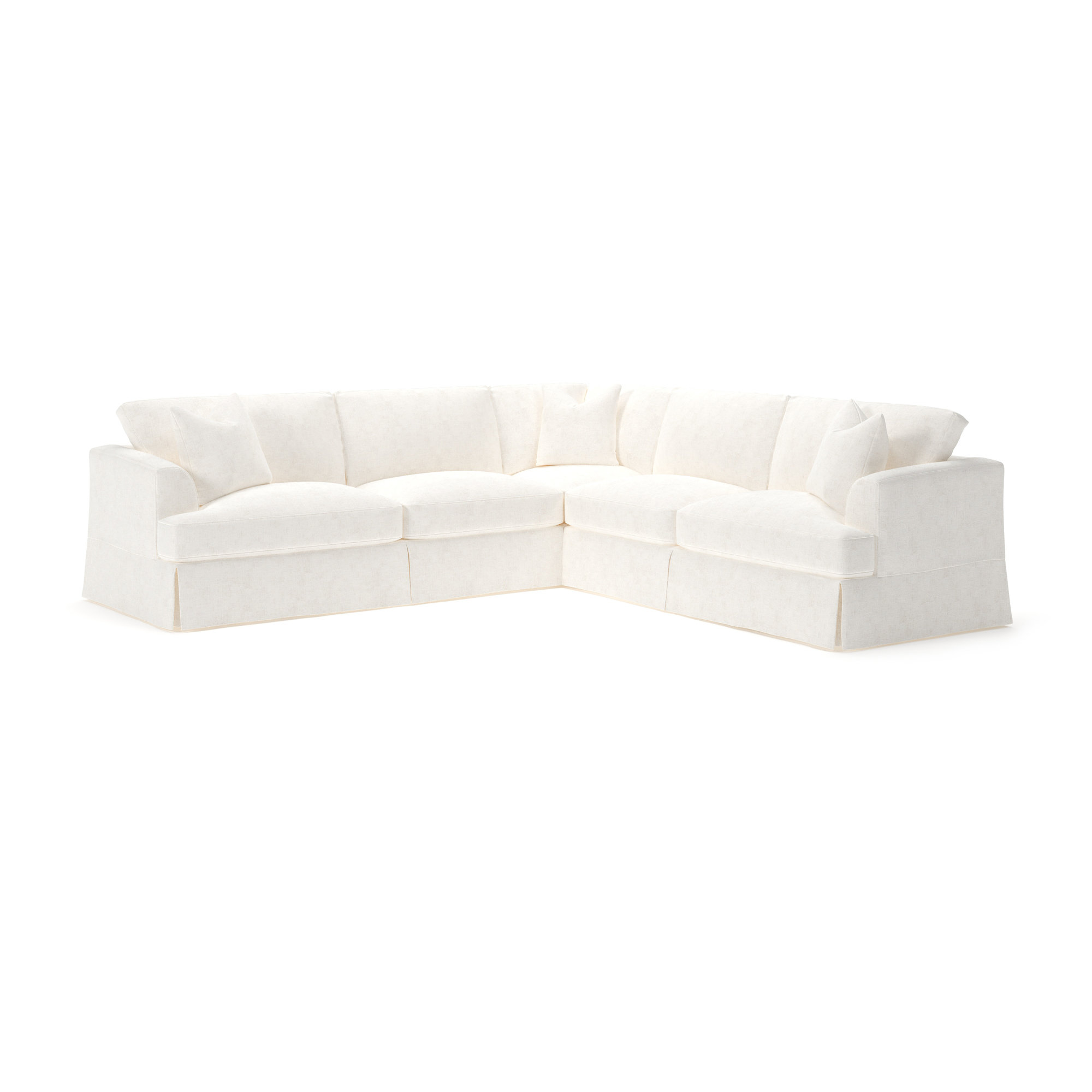 Lucia 4 - Piece Slipcovered L-Sectional, Bevin Natural Linen Blend, Right Hand Facing