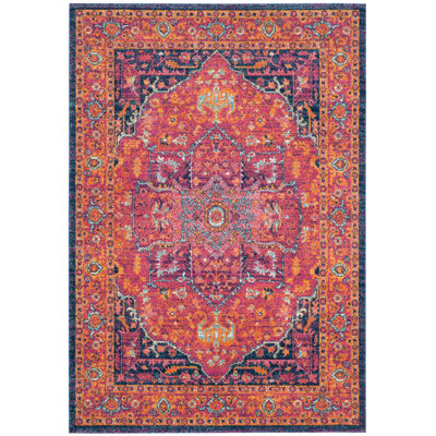 Annette Oriental Fuchsia/Orange Area Rug
