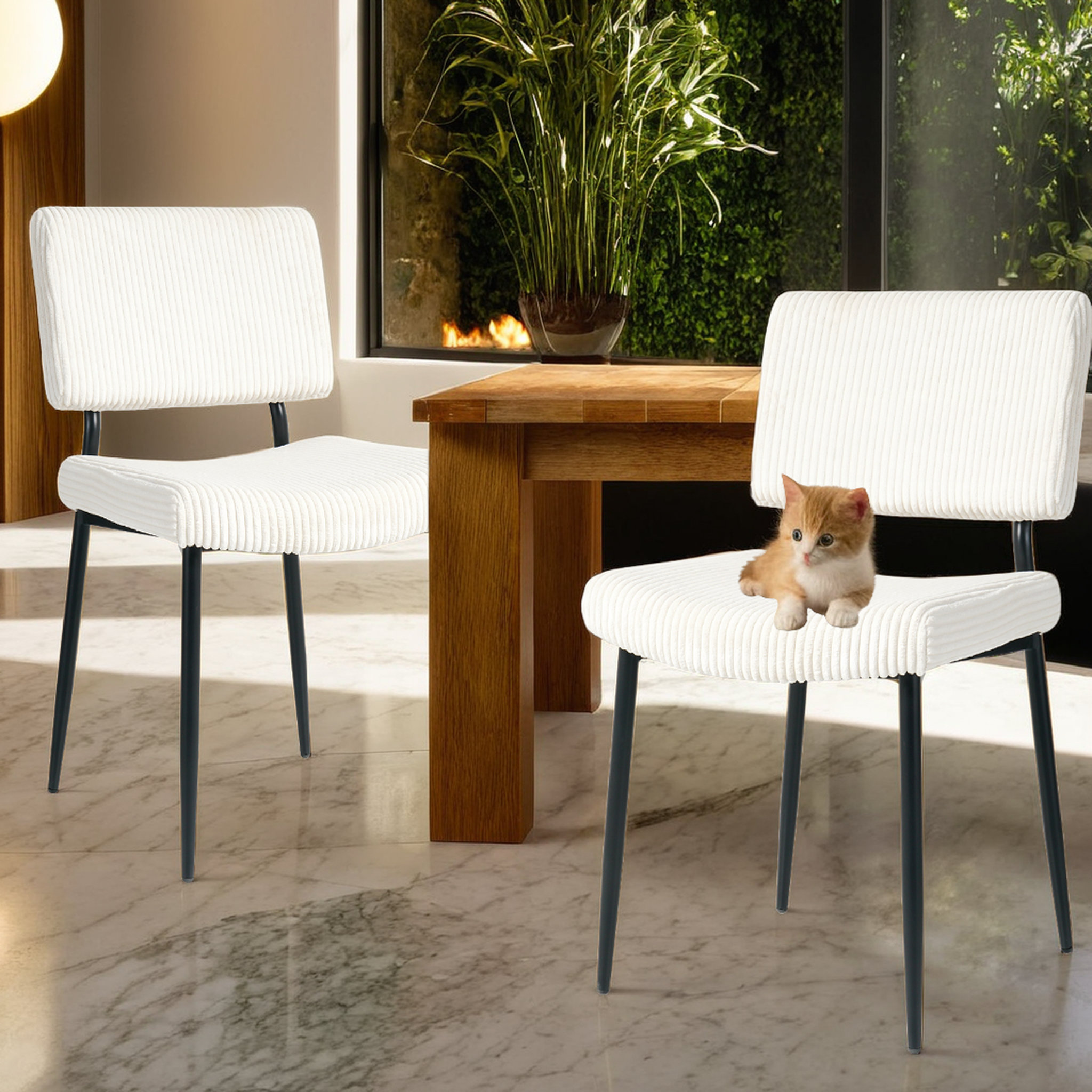 George Oliver Modern Simple Fabric Dining Chairs Metal Frame(Set of 2 ...