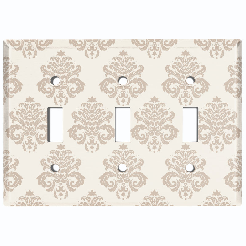Plaque murale 3 interrupteurs à bascule Damask, Beige
