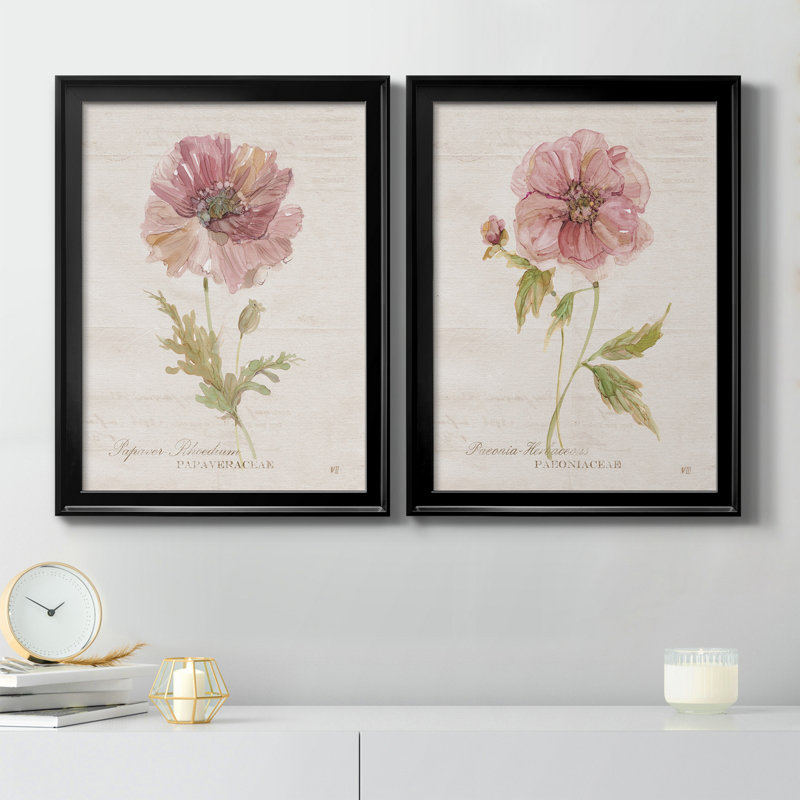 «Soft Poppy», ensemble de 2 reproductions d'art sur toiles, H 18,5 po x l 49 po x P 1,5 po, Toile avec cadre noir