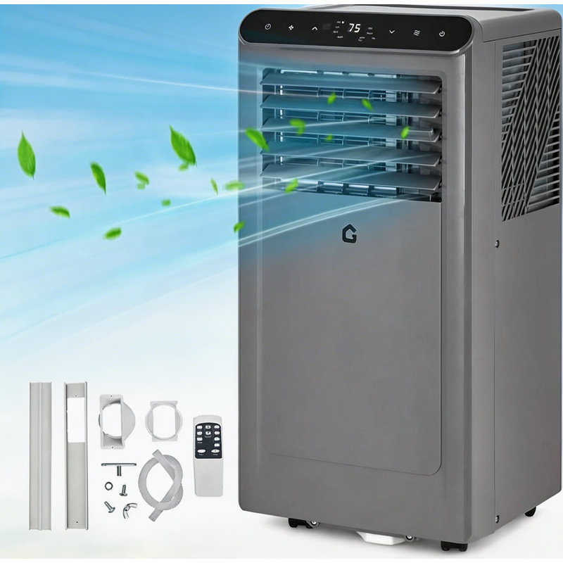 Climatiseur portatif 10 000 BTU, jusqu'à 450 pieds carrés, Gris/noir