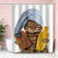 Ensemble de rideau de douche drôle de chat, rideaux de douche en tissu imperméable avec crochets, ensemble de rideau de douche en tissu imperméable minimaliste moderne