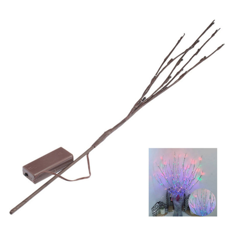 1 lumières à branches lumineuses à DEL avec 5 branches, branches de saule artificiel brun de 30 pouces avec vases de fées blanches, bâtonnets décoratifs pour la fête
