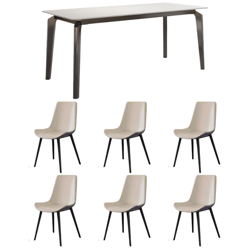 Table et chaises de qualité minimaliste, 7, H 29,5 po x L 55,1 po x l 31,4 po