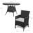 Dubose 4 Seater Rattan Round Dining Set with Grey LED Premium Parasol - Black