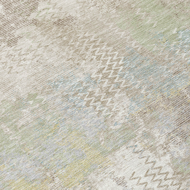 Machine Washable Indoor/Outdoor Chantille ACN2790 Abstract Rug, 2'3" x 7'6" Runner, Ivory