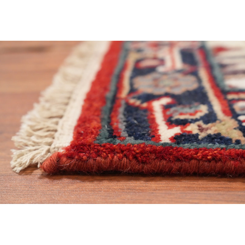 Tapis géométrique rouge pour vestibule traditionnel 2x3