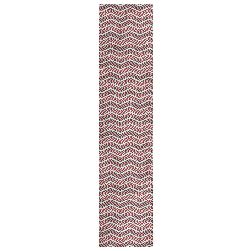 Stephenie Wavy Chevrons Table Runner, 16" x 72", Dark Red