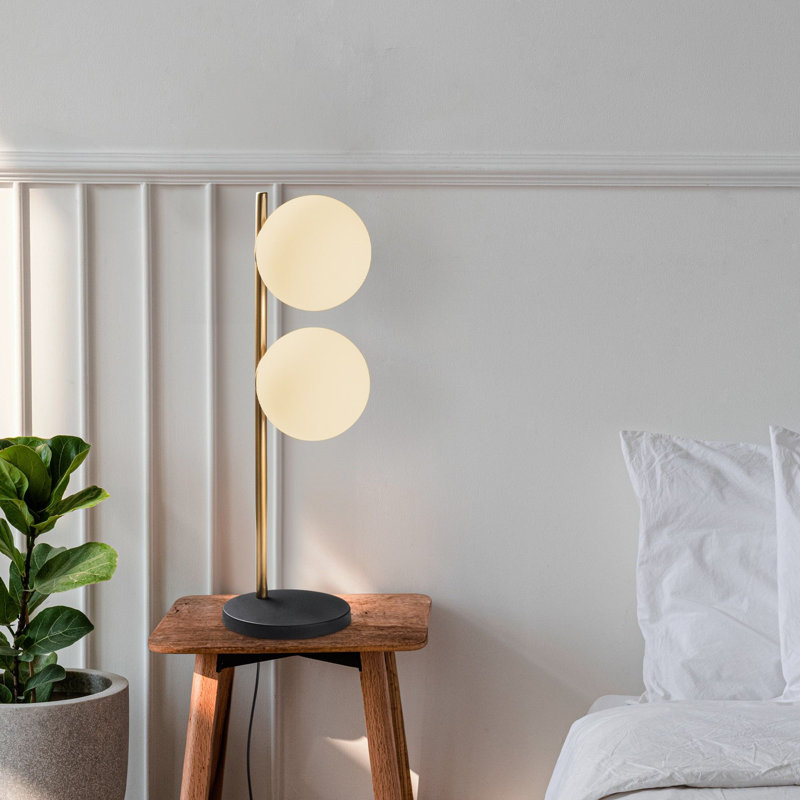 Modern Table Lamp with Metal Body, Black Finish, 7.5 x 7.1 x 22.8 inches | Base Plate Ø7.1 inches | 78.7-inch Cable, On/Off Switch | Compatible with 2 x E14 Max 40W Bulbs | Stylish Lighting for Home & Office Decor