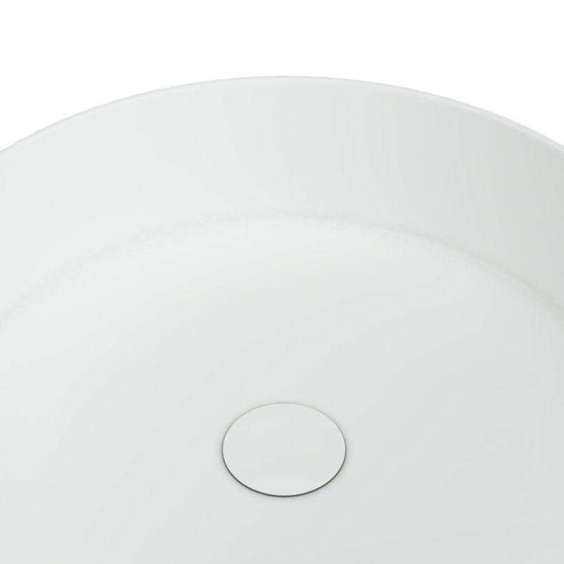 Glossy White Ceramic Round Vessel Bathroom Sink