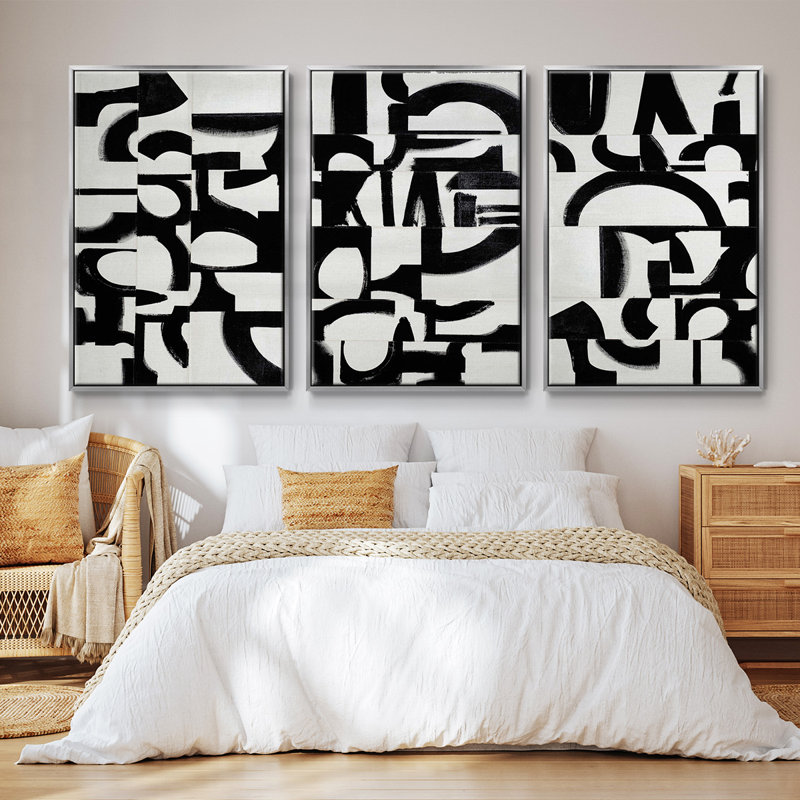 " Prosperous Elements V9 " 3 - Pieces, 27" H x 54" W, Silver