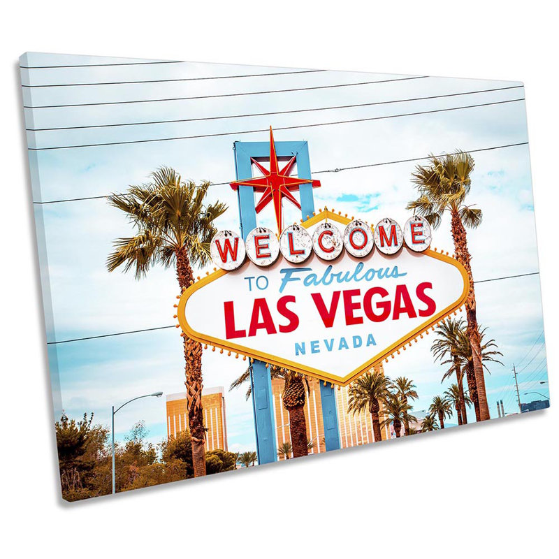 Las Vegas Welcome Sign - Wrapped Canvas Print, 61cm H x 91.4cm W x 4cm D
