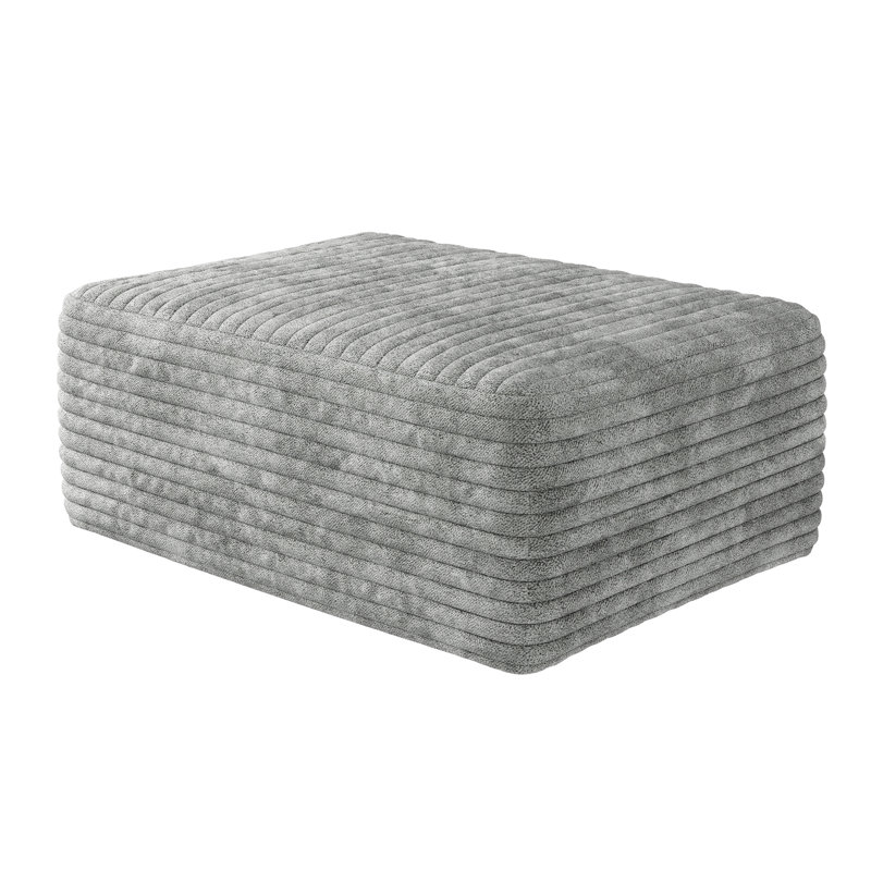 Canapé modulaire en velours côtelé gris, sans assemblage, aspect confortable avec revêtement