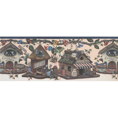 Bordure de papier peint à motif animalier L 15 pi x l 9 po Primus Birds Birdhouse
