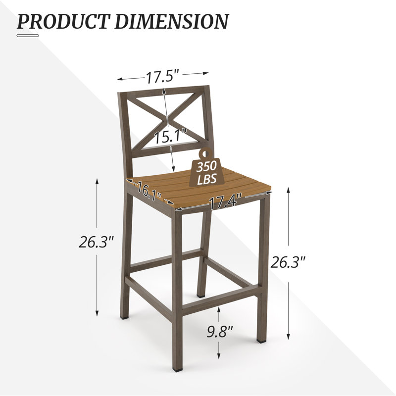 Tabouret de bar 26,3 po Bazile, Teck