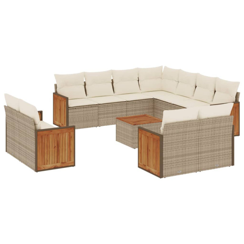  Ensemble de canapé de jardin beige, blanc crème