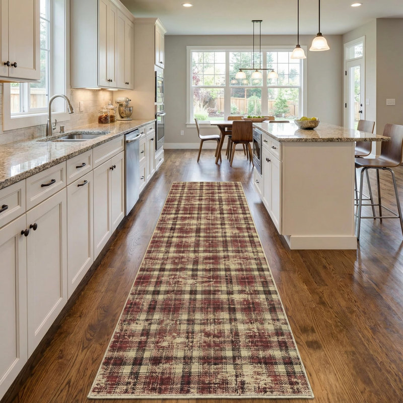 Rectangle Striped Area Rug, Red, 80*150cm