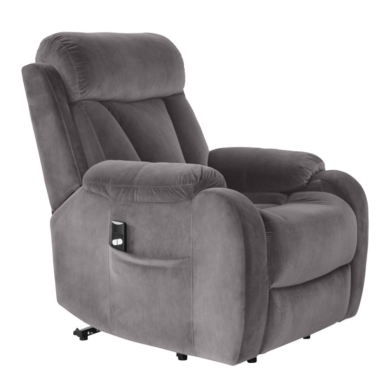 Power Lift Chair Electric Recliner 31.1'' Wide Velvet Fabric Side Pocket Mechanism Remote Control