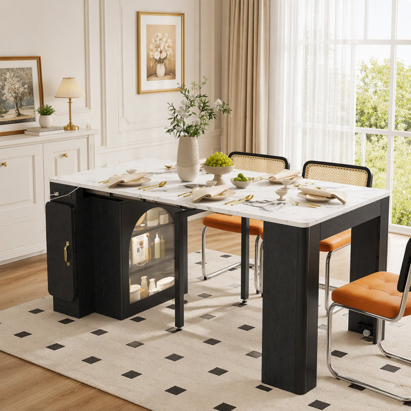 Extendable Dining Table with Storage and Power Outlet