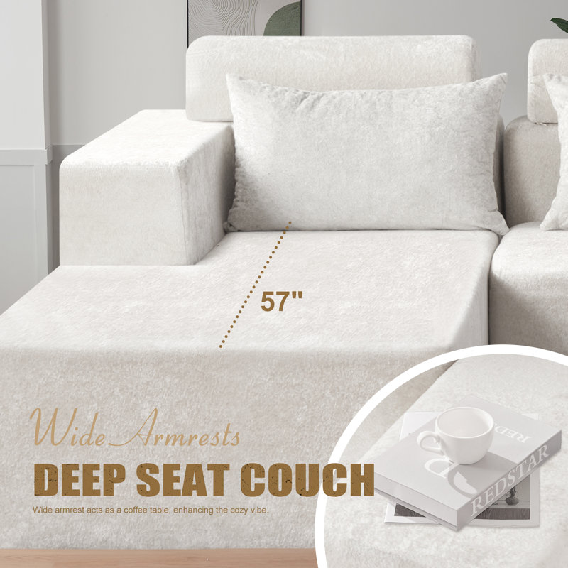 105" L-shape Modular Sectional Sofa Couch For Living Room, Beige, Left Hand Facing
