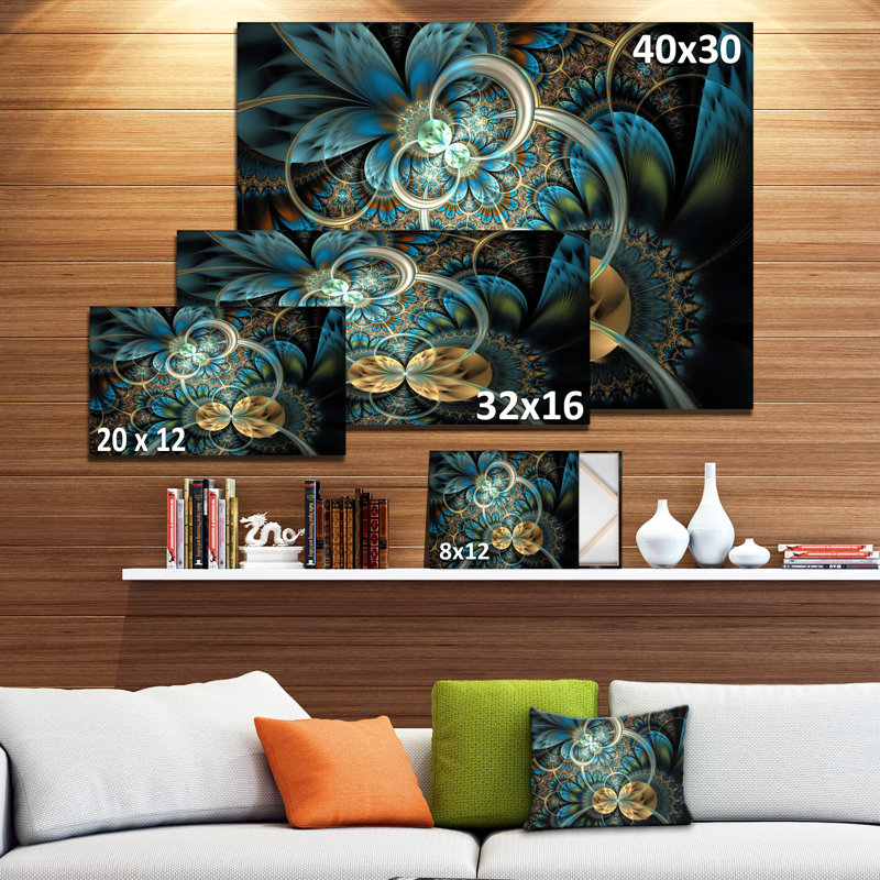 «Symmetric Blue Gold Fractal Flower», impression, H 20 po x l 20 po x P 1 po, H 36 po x l 46 po x p 1,5 po