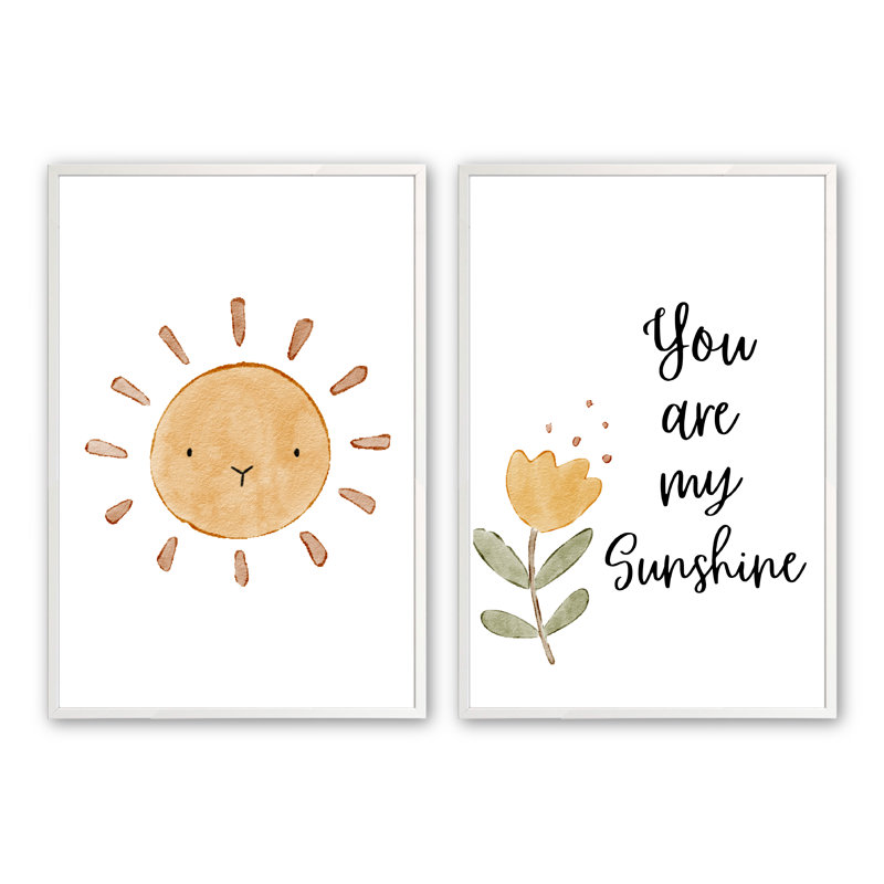 Demarien «You Are My Sunshine» 2 pièces par Lauren Thomas, H 18 po x l 24 po x P 1,25 po, Blanc opaque