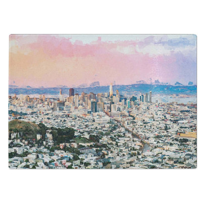 Glass Evening Colours of San Francisco in Abstract Chopping Board